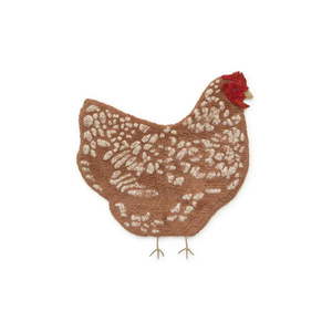 Hnedý prateľný ručne tkaný bavlnený detský koberec 110x100 cm Chicken – Lorena Canals vyobraziť