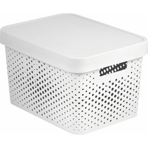 CURVER Úložný box INFINITY DOTS 17l s vekom | biela vyobraziť