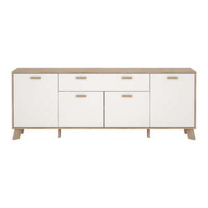 Biela/v prírodnej farbe komoda v dekore duba 196x73x39 cm Ikast – Tvilum vyobraziť