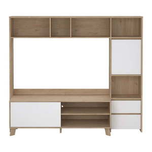 Biela/v prírodnej farbe TV zostava v dekore duba 209x183x48 cm Next – Tvilum vyobraziť