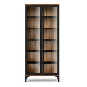 Čierna/v prírodnej farbe vitrína v dekore orecha 89x203x36 cm Roomers – Tvilum vyobraziť