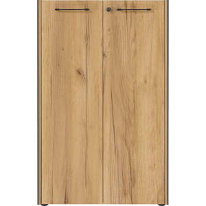 Antracitová/v prírodnej farbe uzamykateľná skrinka v dekore duba 75x120x40 cm Podium – Germania vyobraziť