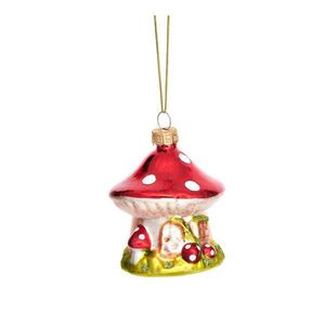 Sklenená ručne vyrobená vianočná ozdoba ø 6 cm Mushroom House – Sass & Belle vyobraziť