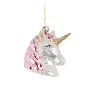 Sklenená ručne vyrobená vianočná ozdoba 9 cm Pink Shimmer Unicorn – Sass & Belle vyobraziť