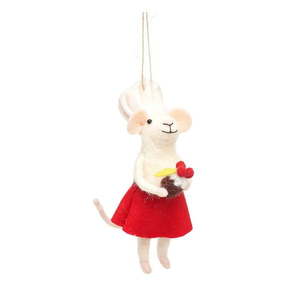 Vlnená ručne vyrobená vianočná ozdoba 14 cm Mary Baker Mouse – Sass & Belle vyobraziť