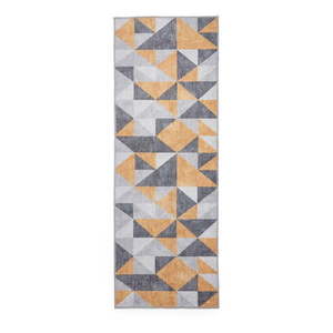 Prateľný koberec v okrovožltej a sivej farbe 76x230 cm Coral Yellow&Grey – Think Rugs vyobraziť