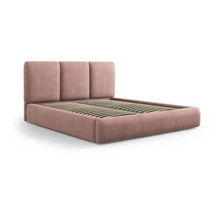 Svetloružová čalúnená dvojlôžková posteľ s úložným priestorom s roštom 180x200 cm Brody – Mazzini Beds vyobraziť