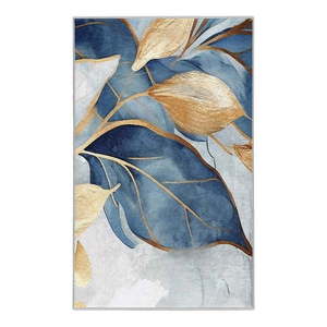 Prateľný koberec v modrej a zlatej farbe 160x230 cm Golden Leaves – Mila Home vyobraziť