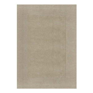 Béžový ručne tkaný vlnený koberec 240x340 cm Textured Wool Border – Flair Rugs vyobraziť
