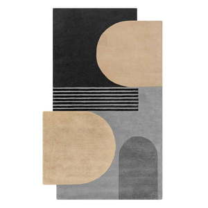 Čierno-sivý ručne tkaný vlnený koberec 120x180 cm Lozenge Monochrome – Flair Rugs vyobraziť