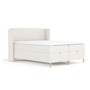 Krémová boxspring posteľ s úložným priestorom 200x200 cm Monpelli – Maison de Rêve vyobraziť
