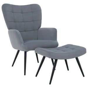 KONDELA Kreslo s podnožou, sivá Velvet látka/čierna, HABEN vyobraziť