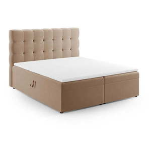 Svetlohnedá boxspring posteľ s úložným priestorom 160x200 cm Bali – Cosmopolitan Design vyobraziť