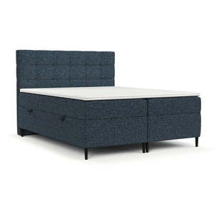 Tmavomodrá boxspring posteľ s úložným priestorom 200x200 cm Urbaneo – Maison de Rêve vyobraziť