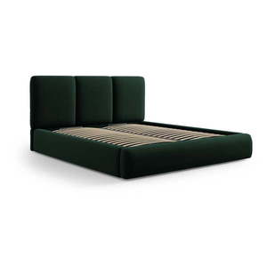 Tmavozelená zamatová čalúnená dvojlôžková posteľ s úložným priestorom s roštom 200x200 cm Brody – Mazzini Beds vyobraziť