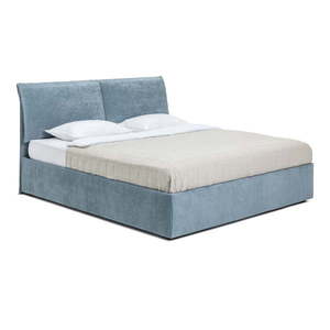 Modrá čalúnená dvojlôžková posteľ s úložným priestorom s roštom 180x200 cm Thessa Pillow – Bonami Selection vyobraziť