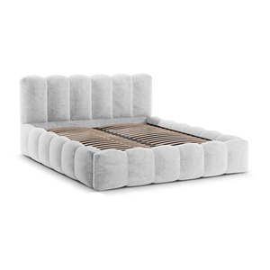 Svetlosivá čalúnená dvojlôžková posteľ s úložným priestorom a roštom 160x200 cm Lupine – Micadoni Home vyobraziť