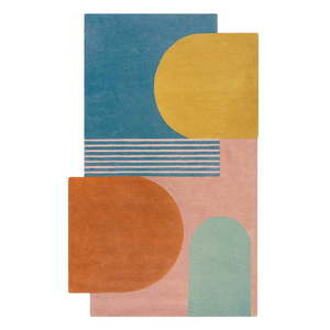 Modrý ručne tkaný vlnený koberec 120x180 cm Lozenge Bright Multi – Flair Rugs vyobraziť