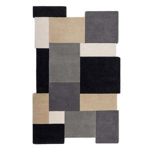 Čierno-sivý ručne tkaný vlnený koberec 150x240 cm Collage Monochrome – Flair Rugs vyobraziť
