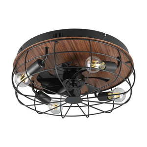 Matne čierne/hnedé stropné svietidlo na diaľkové ovládanie/s ventilátorom Trondheim – Reality vyobraziť