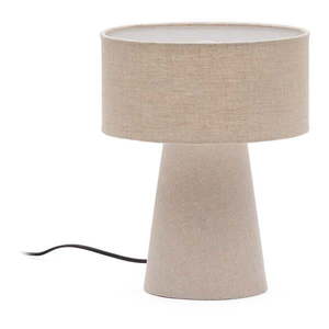Stolová lampa sivobéžová s textilným tienidlom (výška 35 cm) Algaida – Kave Home vyobraziť