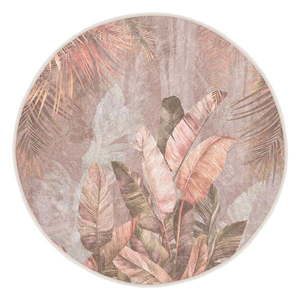 Svetloružový prateľný okrúhly koberec ø 80 cm Dusty Leaves – Mila Home vyobraziť