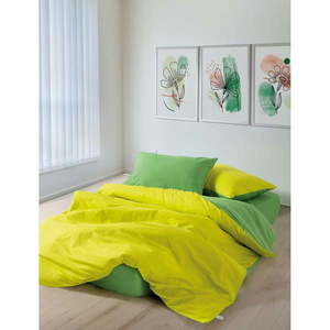 Žlté/zelené obliečky na dvojlôžko/predĺžené z bavlny Renforcé s plachtou/4-dielne 200x220 cm Sage – Mijolnir vyobraziť
