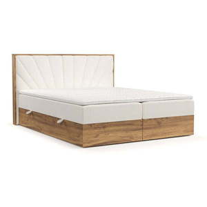 Boxspring posteľ s úložným priestorom v krémovo-prírodnej farbe 200x200 cm Asahi – Maison de Rêve vyobraziť