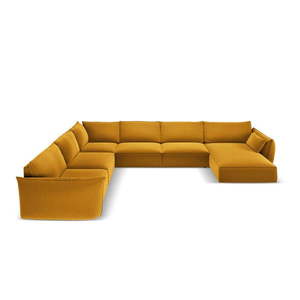 Zamatová rohová pohovka v horčicovej farbe (ľavý roh/do "U") Vanda – Mazzini Sofas vyobraziť