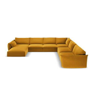 Zamatová rohová pohovka v horčicovej farbe (pravý roh/do "U") Vanda – Mazzini Sofas vyobraziť