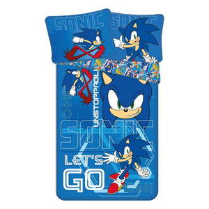 Modré bavlnené detské obliečky na jednolôžko 140x200 cm Sonic "Let´s go" – Jerry Fabrics vyobraziť