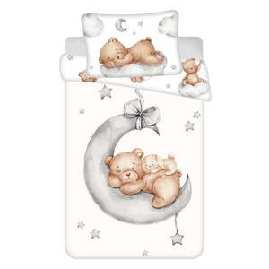 Biele bavlnené detské obliečky do postieľky 100x135 cm Teddy Bear "Ribbon" – Jerry Fabrics vyobraziť