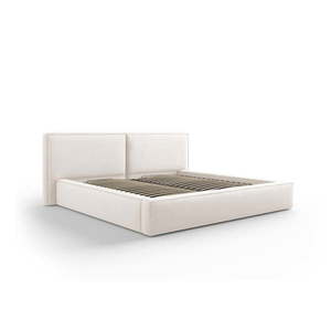 Béžová čalúnená dvojlôžková posteľ s úložným priestorom a roštom 140x200 cm Arendal – Cosmopolitan Design vyobraziť