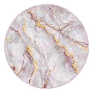 Svetloružový/v zlatej farbe prateľný okrúhly koberec ø 120 cm Marble – Mila Home vyobraziť