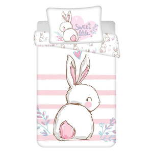 Bielo-ružové bavlnené detské obliečky do postieľky 100x135 cm Bunny "Sweet" – Jerry Fabrics vyobraziť