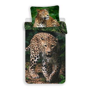 Bavlnené detské obliečky na jednolôžko 140x200 cm Leopard "Green" – Jerry Fabrics vyobraziť