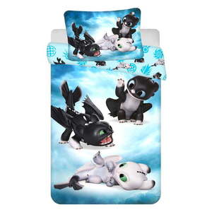 Modré bavlnené detské obliečky do postieľky 100x135 cm How to Train Your Dragon Babies vyobraziť