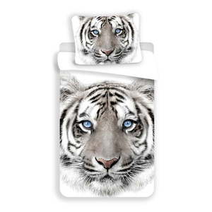 Bielo-sivé bavlnené detské obliečky na jednolôžko 140x200 cm White Tiger – Jerry Fabrics vyobraziť