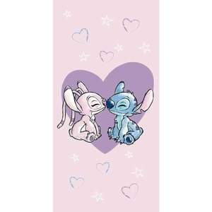 Ružová bavlnená detská osuška 70x140 cm Lilo and Stitch "Love" - Jerry Fabrics vyobraziť