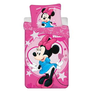 Ružové detské obliečky na jednolôžko z mikrovlákna 140x200 cm Minnie "Hello" – Jerry Fabrics vyobraziť