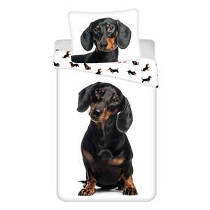 Čierno-biele bavlnené detské obliečky na jednolôžko 140x200 cm Dachshund – Jerry Fabrics vyobraziť