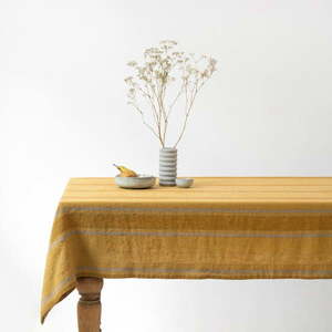 Ľanový obrus 200x200 cm Amber Bronze Stripes – Linen Tales vyobraziť