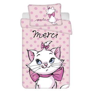 Ružové bavlnené detské obliečky do postieľky 100x135 cm Marie Cat "Merci" – Jerry Fabrics vyobraziť