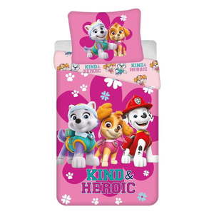 Ružové bavlnené detské obliečky na jednolôžko 140x200 cm Paw Patrol "Heroic" – Jerry Fabrics vyobraziť