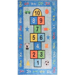 Modrý prateľný detský hrací koberec 100x160 cm Hopscotch Blue – Vitaus vyobraziť