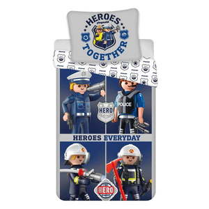 Modro-sivé bavlnené detské obliečky na jednolôžko 140x200 cm Playmobil – Jerry Fabrics vyobraziť