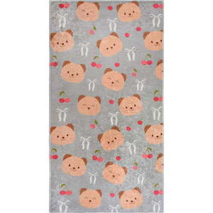 Sivý/hnedý prateľný detský koberec 80x150 cm Cute Teddies – Vitaus vyobraziť
