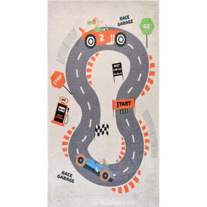 Krémový prateľný detský hrací koberec 120x180 cm Race Garage – Vitaus vyobraziť