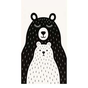 Čierno-biely prateľný detský koberec 80x120 cm Bear Family v2 – Vitaus vyobraziť