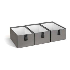 Sivé kartónové úložné boxy v súprave 3 ks 20, 5x29, 5x14, 5 cm Aston Paper Laminate – Bigso vyobraziť